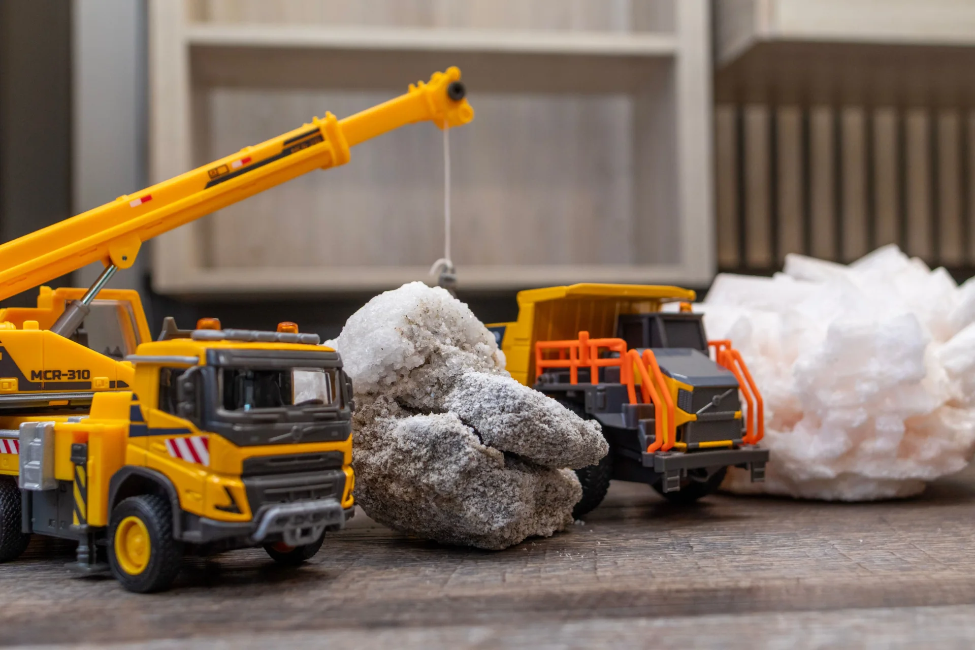 Heavy equipment staged for work